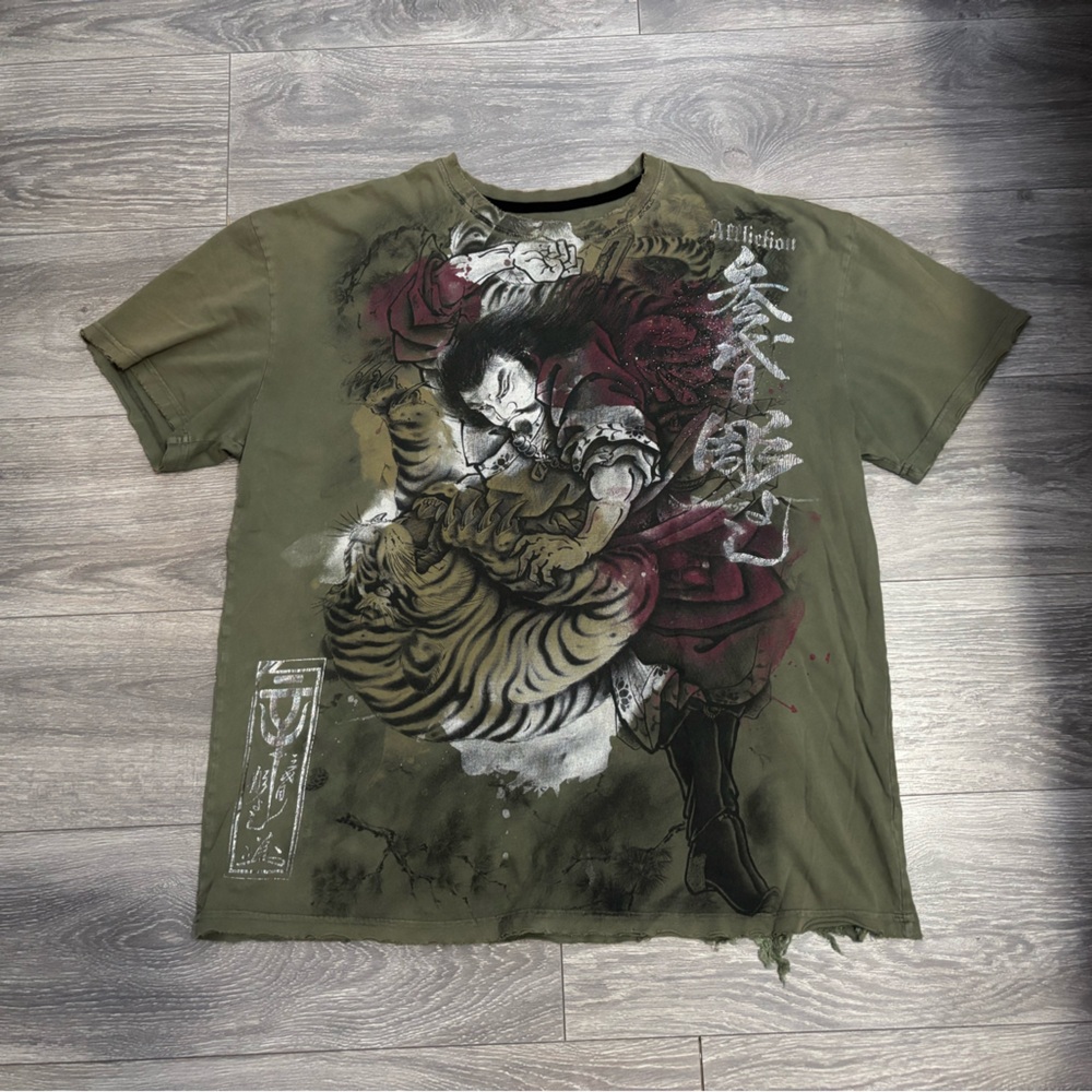 RARE Affliction Olive Graphic Tee